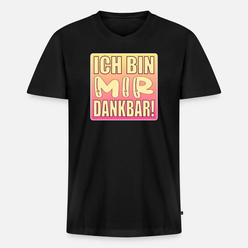 Ich bin mir dankbar - Selbstwert - Männer Premium Bio T-Shirt mit V-Ausschnitt - Schwarz