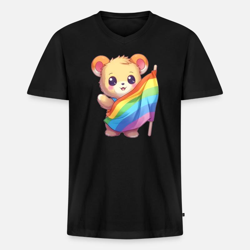 Liebe ist eine Bärennotwendigkeit - Männer Premium Bio T-Shirt mit V-Ausschnitt - Schwarz