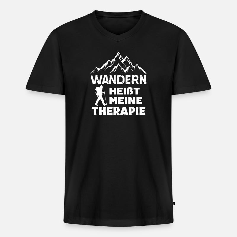 Wandern Bergsteigen Statement Wanderung Wanderer - Männer Premium Bio T-Shirt mit V-Ausschnitt - Schwarz