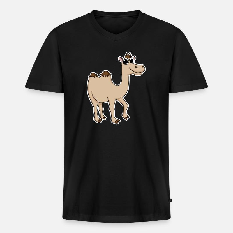 Kamel - Männer Premium Bio T-Shirt mit V-Ausschnitt - Schwarz