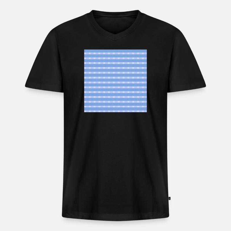 karierte muster, Leinenstoffmuster Gitteroptik - Männer Premium Bio T-Shirt mit V-Ausschnitt - Schwarz