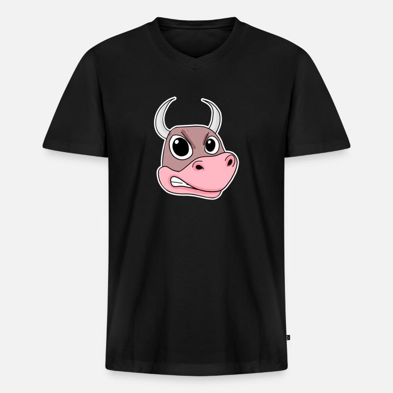 wütender Bulle - Männer Premium Bio T-Shirt mit V-Ausschnitt - Schwarz