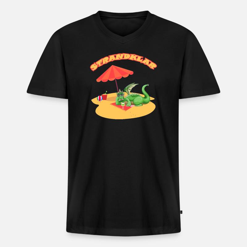 Strandklar Dinosaurier - Männer Premium Bio T-Shirt mit V-Ausschnitt - Schwarz