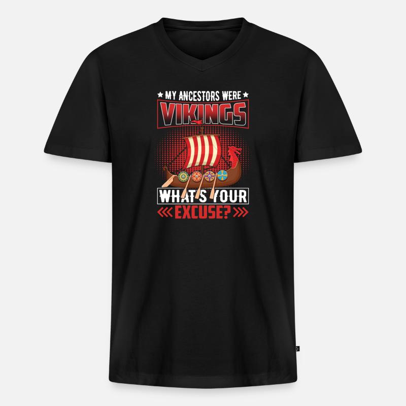 Wikinger Vorfahre - Männer Premium Bio T-Shirt mit V-Ausschnitt - Schwarz