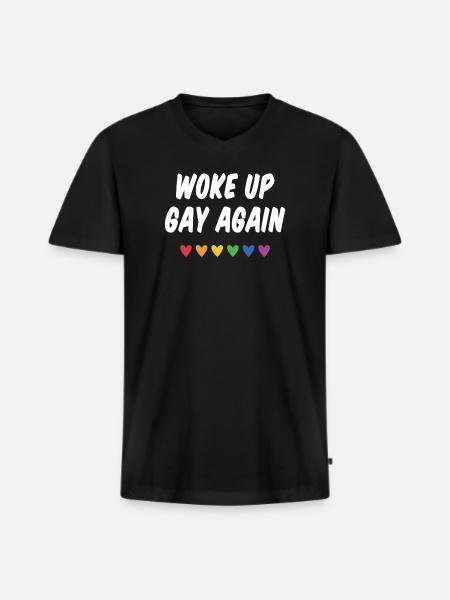 Wieder aufgewacht - Pride Month - Männer Premium Bio T-Shirt mit V-Ausschnitt - Schwarz