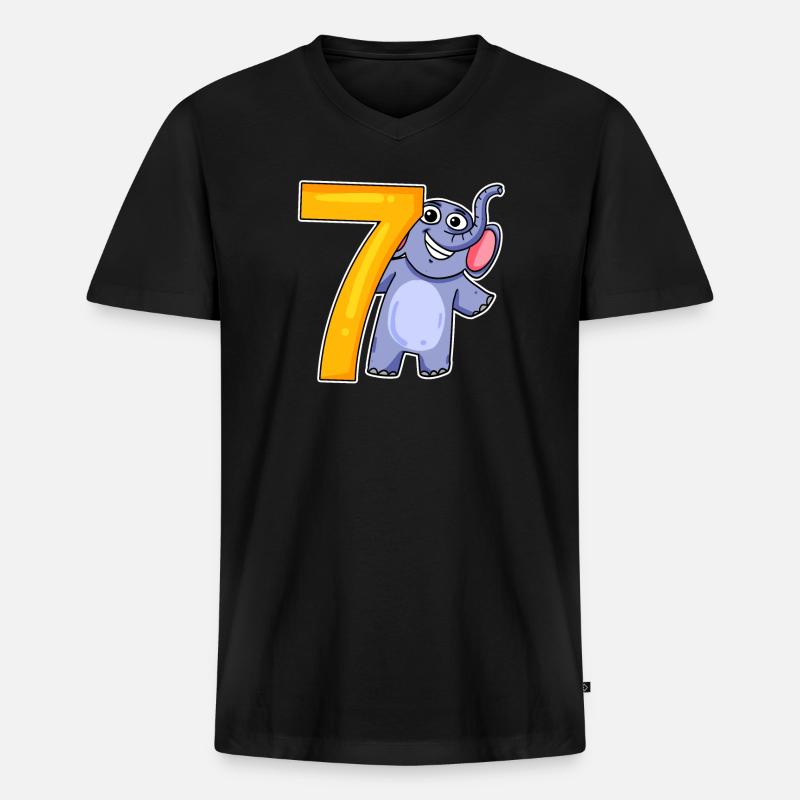 sieben - 7 - Männer Premium Bio T-Shirt mit V-Ausschnitt - Schwarz