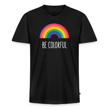 Pride Month LGBTQ - Sei bunt - Männer Premium Bio T-Shirt mit V-Ausschnitt - Schwarz - Vorne - Nico (187cm)