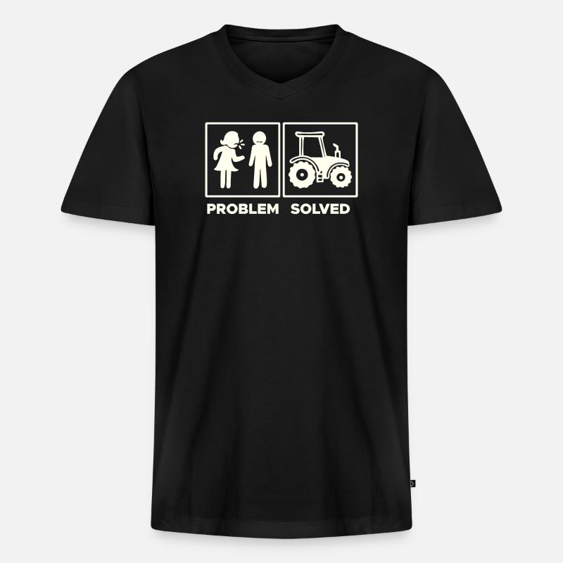 Traktor Statement Nutzfahrzeug Fahrzeug Ackerbau - Männer Premium Bio T-Shirt mit V-Ausschnitt - Schwarz
