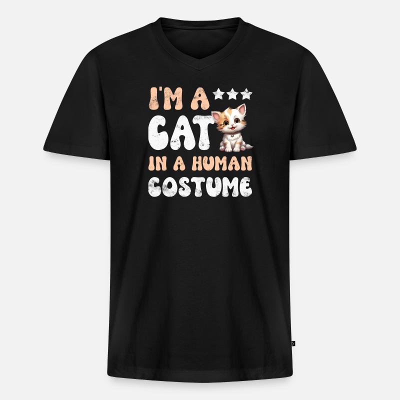 Katze Katzen - Männer Premium Bio T-Shirt mit V-Ausschnitt - Schwarz
