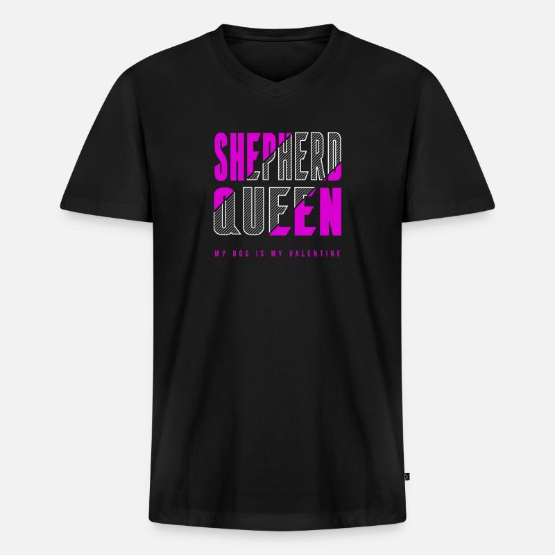 Shepherd Königin - Männer Premium Bio T-Shirt mit V-Ausschnitt - Schwarz