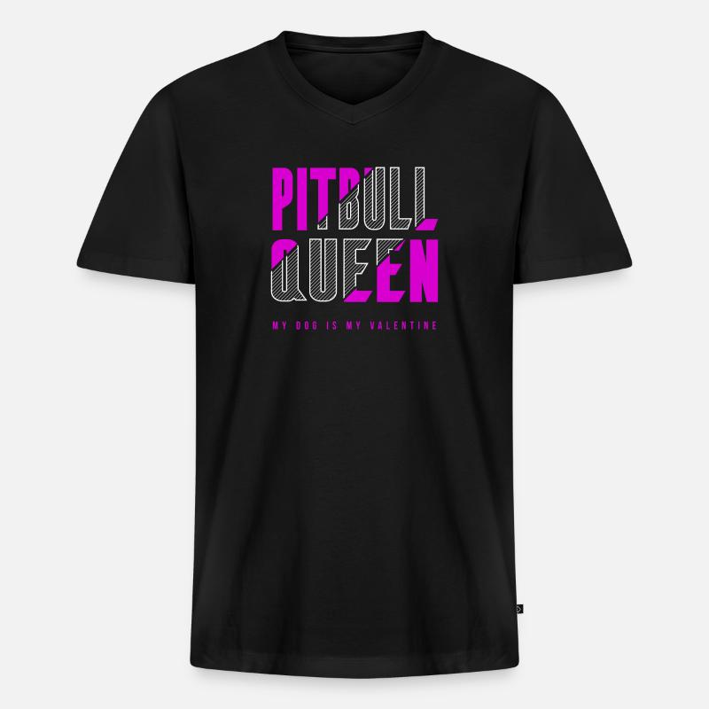 Pitbull Königin - Männer Premium Bio T-Shirt mit V-Ausschnitt - Schwarz