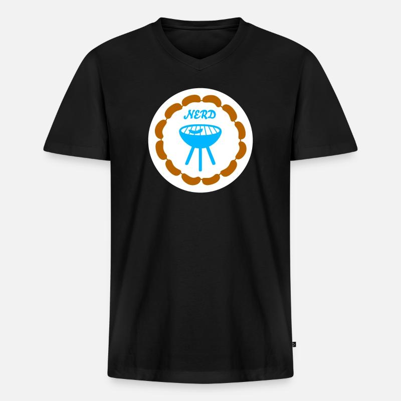 Wurstkette Grillen Nerd Camping Bratwurst Grill - Männer Premium Bio T-Shirt mit V-Ausschnitt - Schwarz