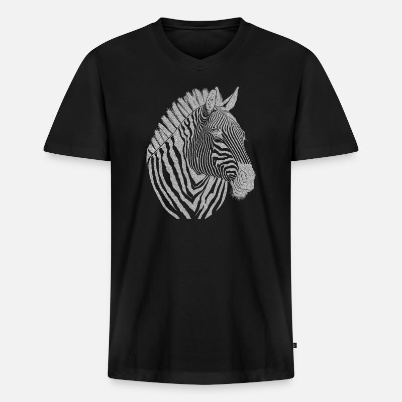 Zebra Noir - Männer Premium Bio T-Shirt mit V-Ausschnitt - Schwarz