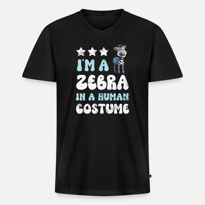 Zebra - Männer Premium Bio T-Shirt mit V-Ausschnitt - Schwarz