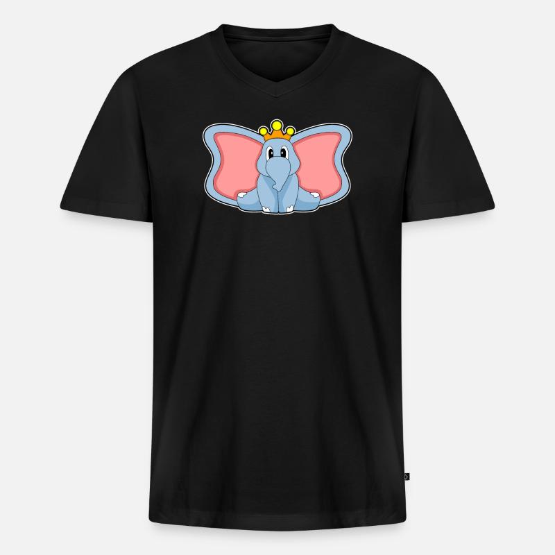 Elefant Krone - Männer Premium Bio T-Shirt mit V-Ausschnitt - Schwarz