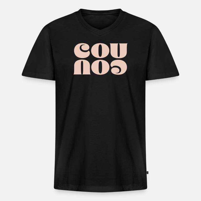 COU COU - Männer Premium Bio T-Shirt mit V-Ausschnitt - Schwarz