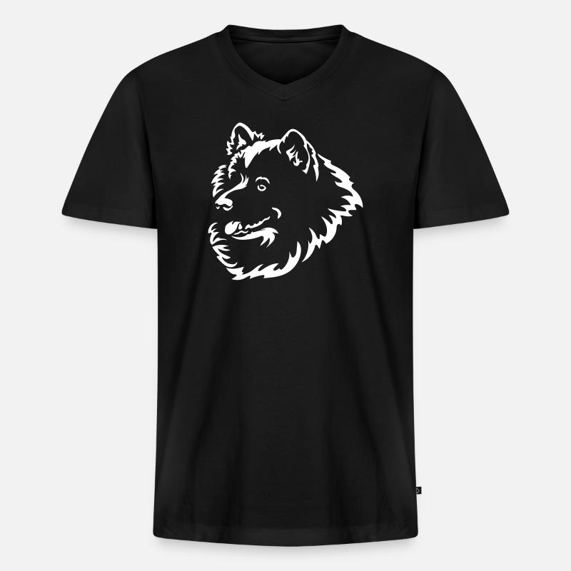 Samojede Kopf "Black Edition" - Männer Premium Bio T-Shirt mit V-Ausschnitt - Schwarz