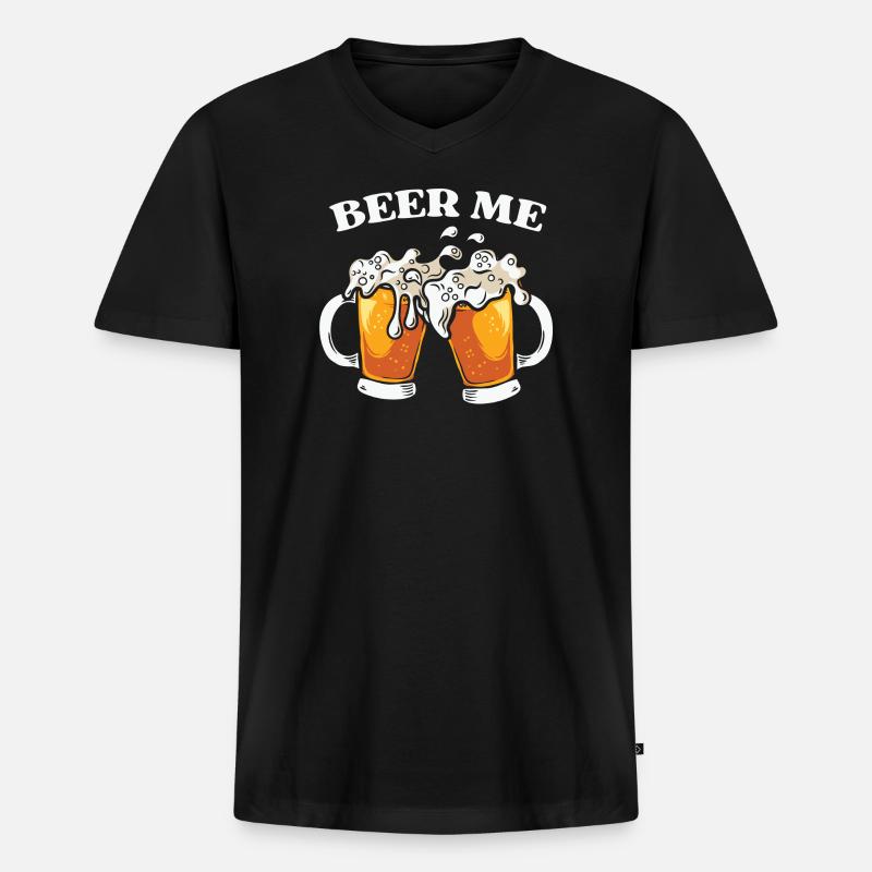 Bier, Bier trinken - Männer Premium Bio T-Shirt mit V-Ausschnitt - Schwarz
