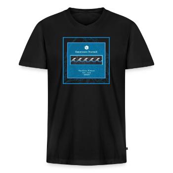 Surf Design Wellen Logo polynesisch - Männer Premium Bio T-Shirt mit V-Ausschnitt - Schwarz - Vorne - Nico (187cm)