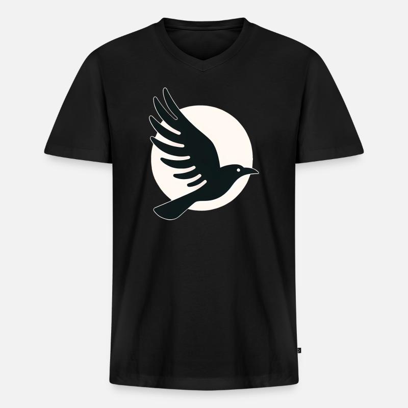 Rabe Mond Flug - Männer Premium Bio T-Shirt mit V-Ausschnitt - Schwarz