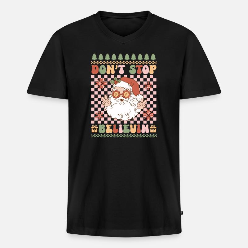 Hässlicher Weihnachtspullover - Männer Premium Bio T-Shirt mit V-Ausschnitt - Schwarz