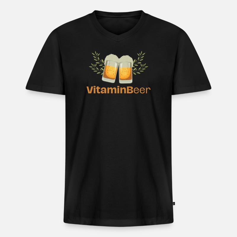 VitaminB - Männer Premium Bio T-Shirt mit V-Ausschnitt - Schwarz