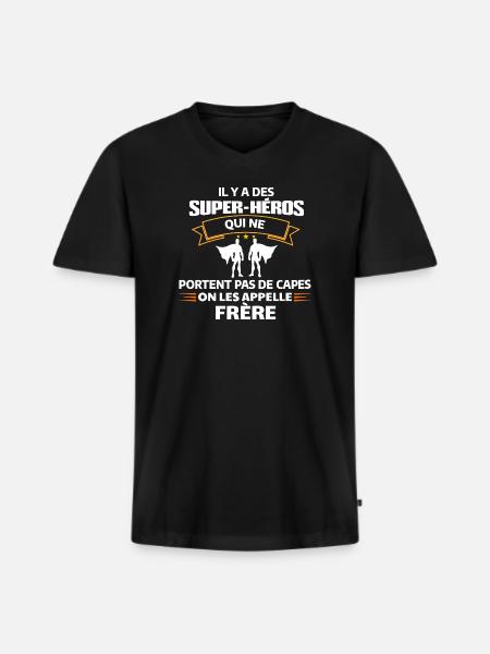 Super-Héros Frère Sans Cape - T-shirt encolure en V Premium bio Homme - noir