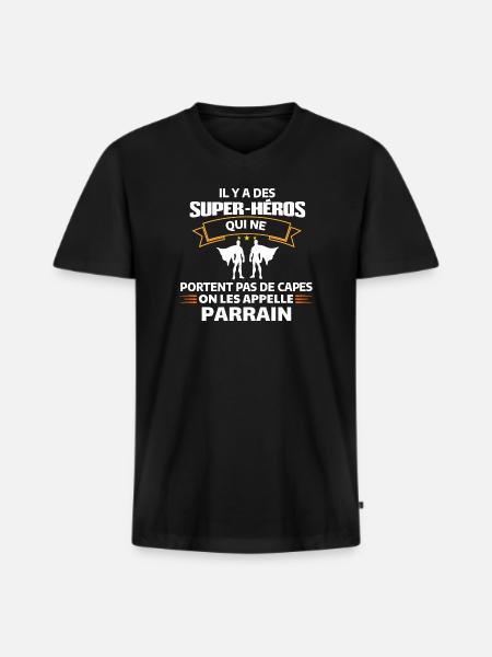 Citations de Super-Héros Amusantes - T-shirt encolure en V Premium bio Homme - noir