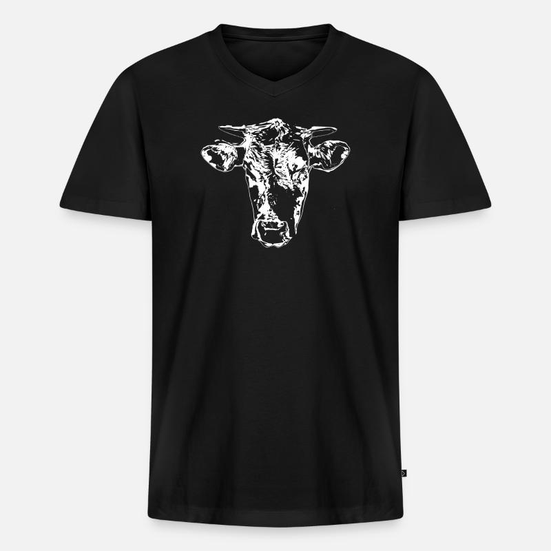 Kuh - Männer Premium Bio T-Shirt mit V-Ausschnitt - Schwarz