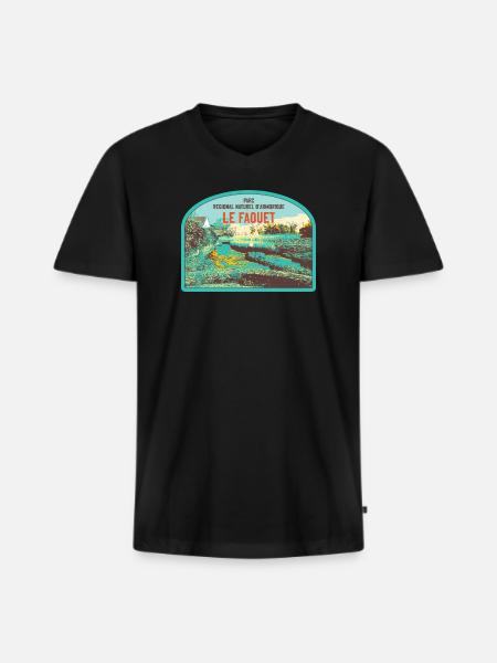 Faouet Landscape Badge: Breton Nature - Men's Premium Organic T-shirt with V-neck - black