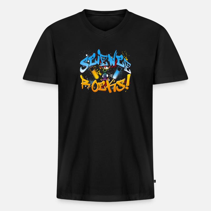 Science rocks - Männer Premium Bio T-Shirt mit V-Ausschnitt - Schwarz