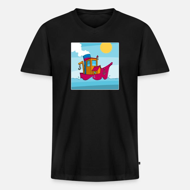 Buntes Bild eines lustigen Schleppers - Männer Premium Bio T-Shirt mit V-Ausschnitt - Schwarz