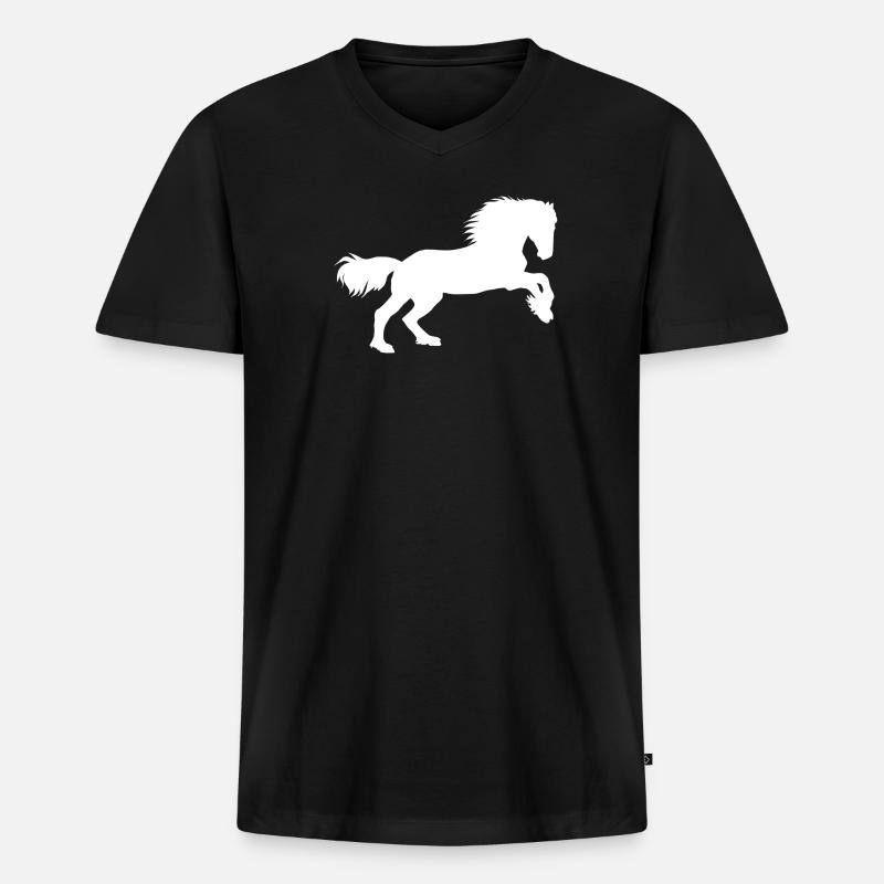 Pferde-Power - Männer Premium Bio T-Shirt mit V-Ausschnitt - Schwarz