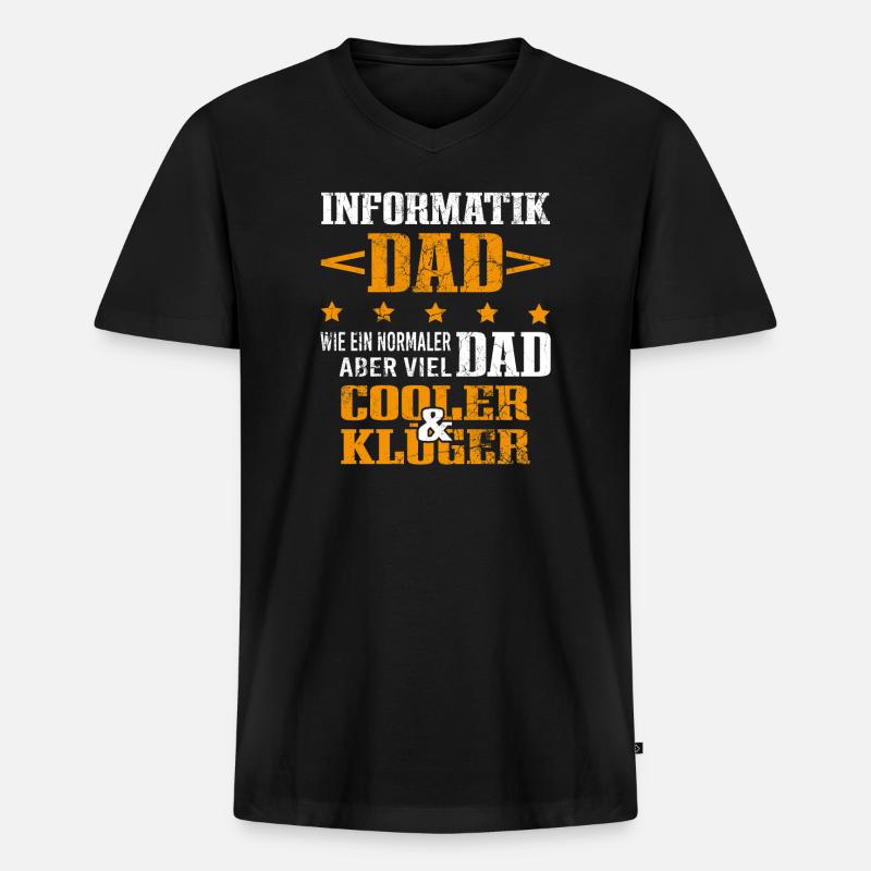Informatiker Vater Programmierer Technik-Nerd - Männer Premium Bio T-Shirt mit V-Ausschnitt - Schwarz