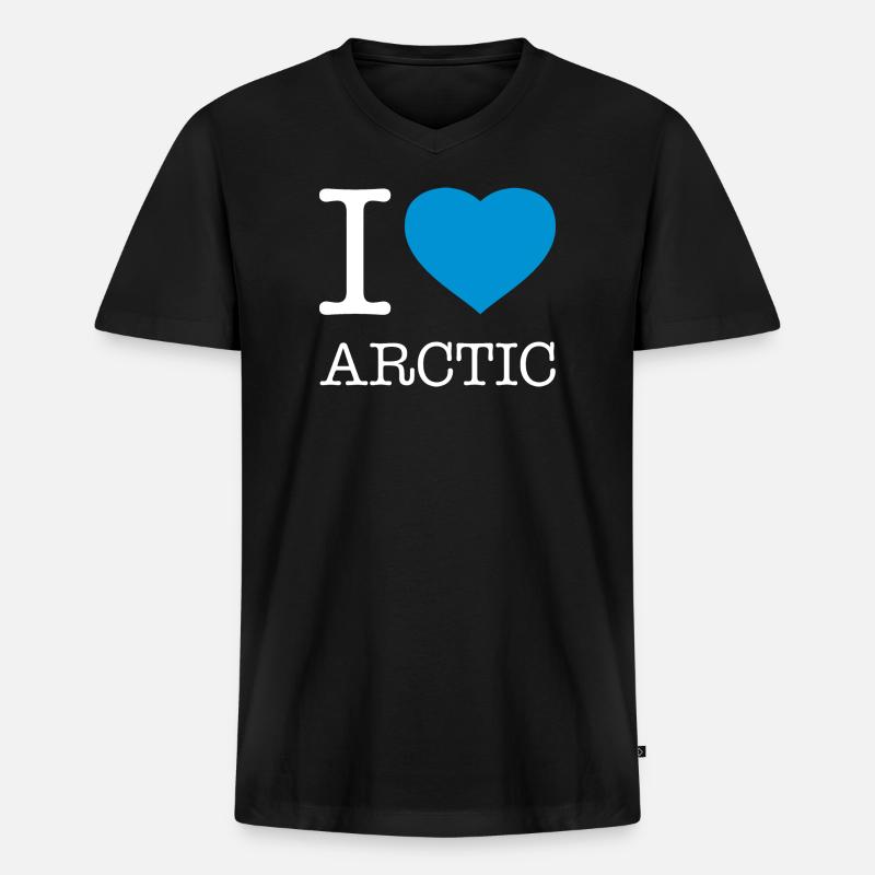 I LOVE ARCTIC - Männer Premium Bio T-Shirt mit V-Ausschnitt - Schwarz