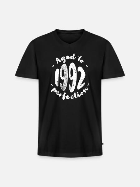 Aged to 1992 Perfection - Men's Premium Organic T-shirt with V-neck - black