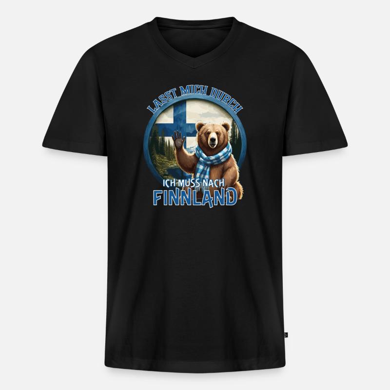 Finnland - Lasst mich Durch - Männer Premium Bio T-Shirt mit V-Ausschnitt - Schwarz