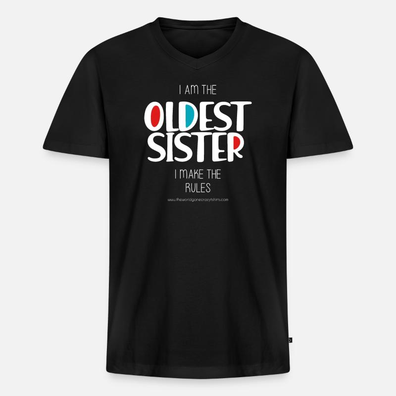 Älteste Schwester - Männer Premium Bio T-Shirt mit V-Ausschnitt - Schwarz