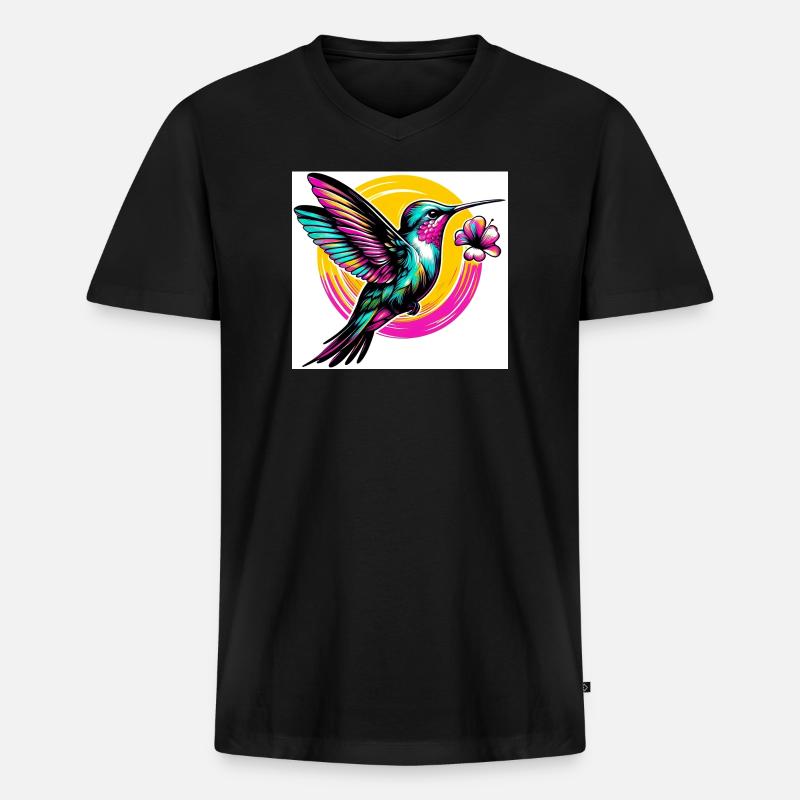 Kolibri - Männer Premium Bio T-Shirt mit V-Ausschnitt - Schwarz