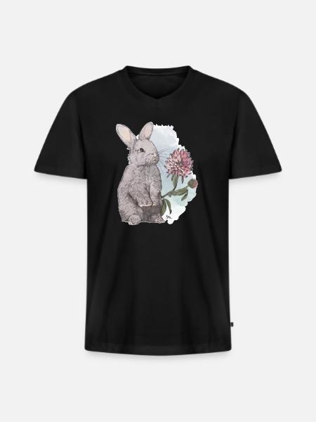 Veganuary 2024 Rabbit - Men's Premium Organic T-shirt with V-neck - black