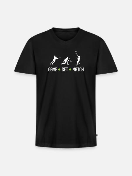 Tennis - Game Set Match - Men's Premium Organic T-shirt with V-neck - black