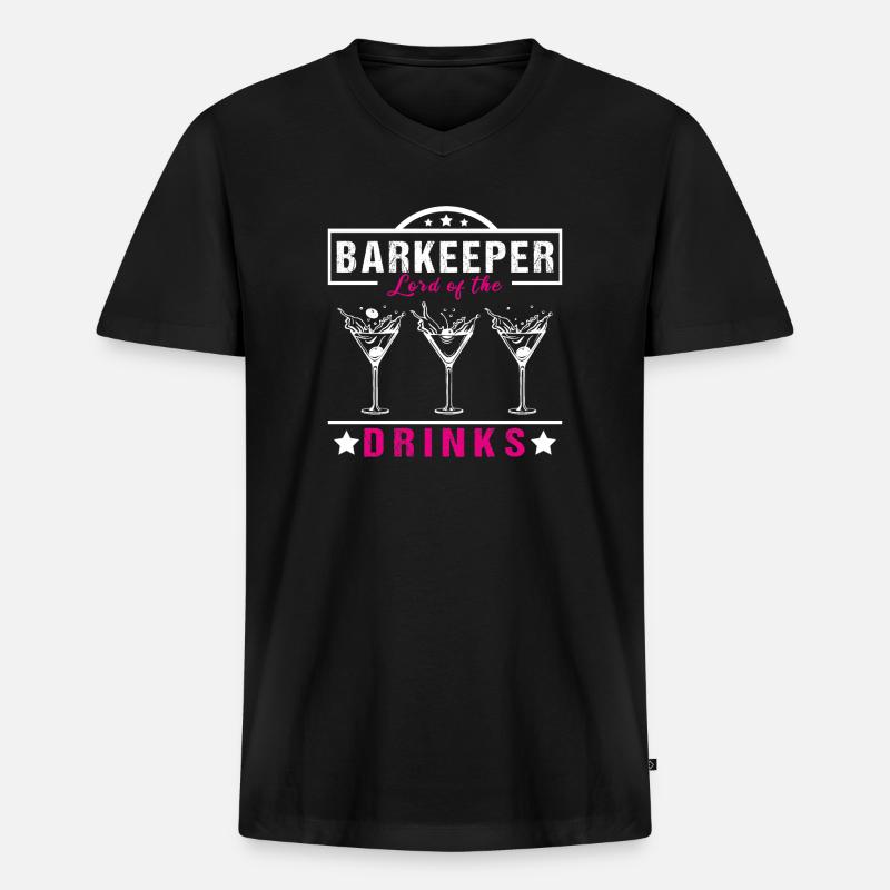 Barkeeper Lord - Männer Premium Bio T-Shirt mit V-Ausschnitt - Schwarz