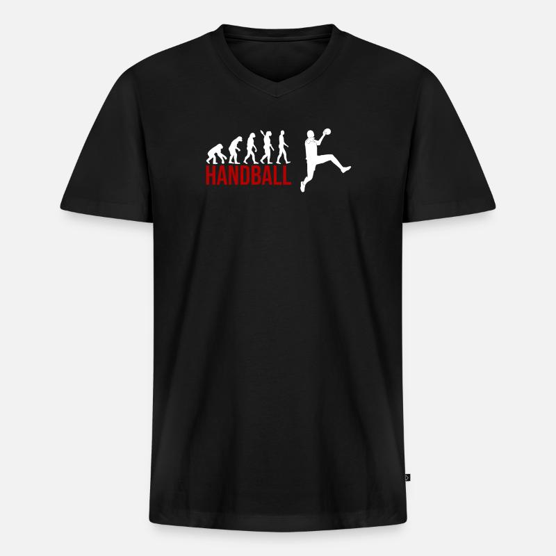 Evolution Handball - Männer Premium Bio T-Shirt mit V-Ausschnitt - Schwarz