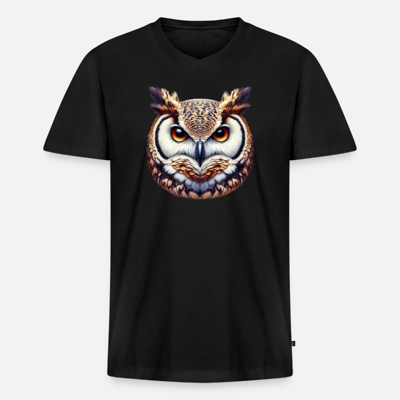Eule - Männer Premium Bio T-Shirt mit V-Ausschnitt - Schwarz