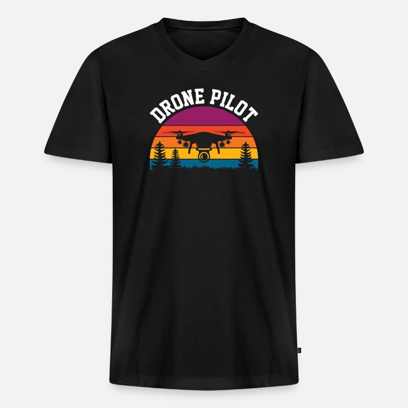 Drohnen-Pilot - Männer Premium Bio T-Shirt mit V-Ausschnitt - Schwarz