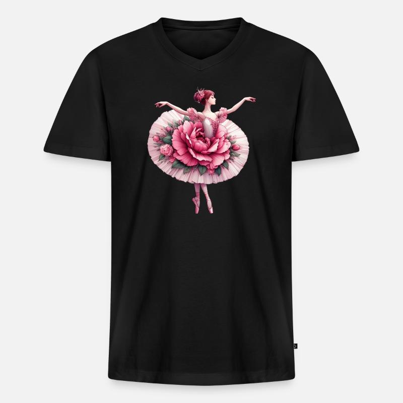 Balletttänzerin mit Tutu - Männer Premium Bio T-Shirt mit V-Ausschnitt - Schwarz
