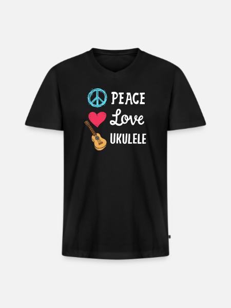 Ukulele Ukulele-Spieler - Männer Premium Bio T-Shirt mit V-Ausschnitt - Schwarz