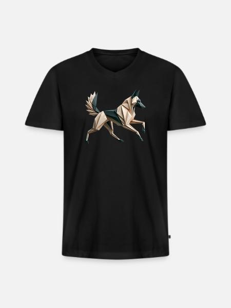3D Geometric Origami Malinois Dog - Men's Premium Organic T-shirt with V-neck - black