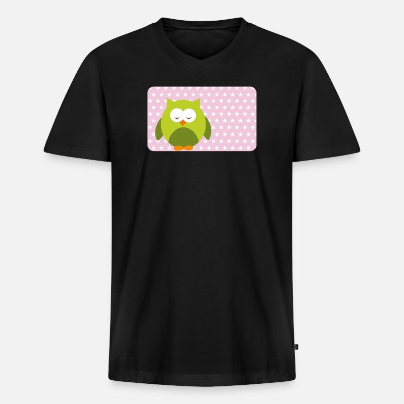 Lustige Eule mit Sternchen rosa | personalisierbar - Männer Premium Bio T-Shirt mit V-Ausschnitt - Schwarz