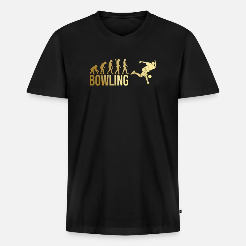 Evolution Bowling - Männer Premium Bio T-Shirt mit V-Ausschnitt - Schwarz